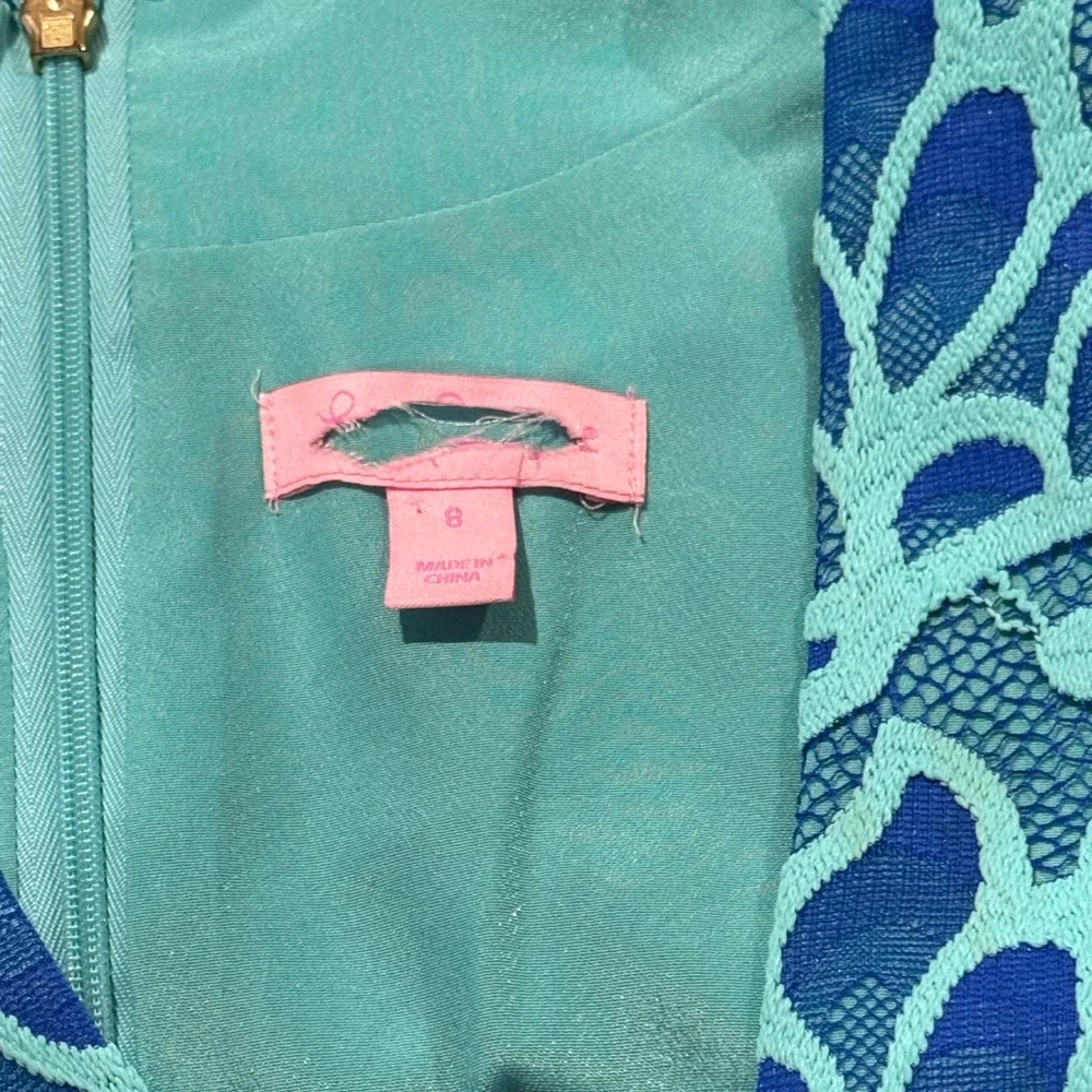 Lilly Pulitzer Devina Blue Lace Shift Dress Women's 8 - Picture 8 of 8